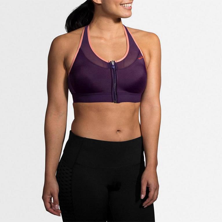 Brooks Women's Fastforward Zip Running Bra Singapore - Purple (80971-ASTB)